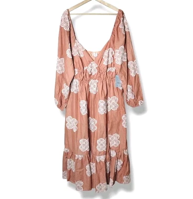 Vestido Ciebon Serbita Midi L Terracota Boho Cottage Otoño Nuevo con Etiquetas Bordado Nuevo con Etiquetas Foto 1 de 4