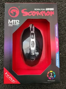 Marvo Scorpion M112 USB 7 Farben LED schwarz programmierbare Gaming Maus - Bild 1 von 2
