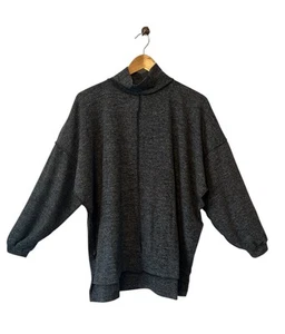 Zenana Top Oversized Charcoal Black Gray Mock Turtleneck Long Sleeve SMALL - Picture 1 of 9