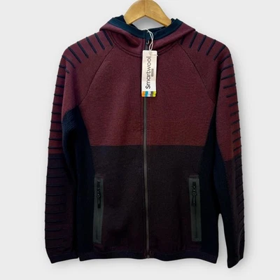 Smartwool Mens Jacket Intraknit SMALL Merino Wool Full Zip Hoodie Burgundy NEW - Image 1 of 4