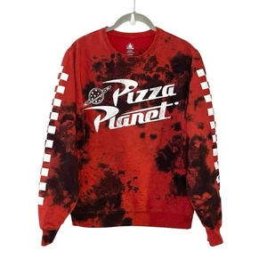 Felpa girocollo Disney Parks Pizza Planet XS rossa nera Toy Story Tiedye - Foto 1 di 6