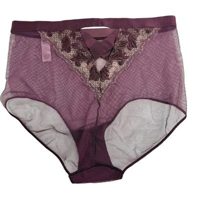 Bragas vintage Victoria's Secret talla pequeña malla transparente púrpura Foto 1 de 4