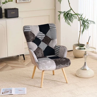 Silla tapizada con respaldo de ala FERPIT con madera de goma Foto 1 de 4