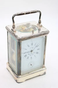 A Vintage L'Epee Corniche Alarm Repeater Silver Plated Carriage Clock Running - Picture 1 of 12