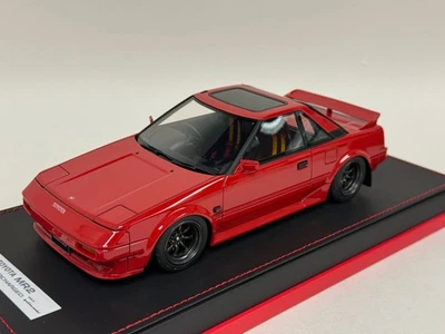 1/18 Ignition model Toyota MR2   ( AW11 )  in Red on a custom Leather Base - Image 1 of 4
