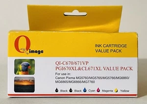Q Image Ink Cartridge Value Pack For Use In Canon Pixma Black Cyan Yellow Magent - Picture 1 of 3