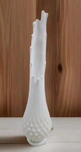 VTG Fenton Milk Glass Hobnail Stretched Swung Vase, 12 Finger, 14 3/4” Tall - Picture 1 of 10