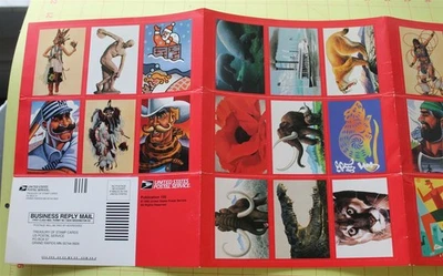 Почтовые коллекционные карточки USPS, по-прежнему соединенные как неразрезанный перфорированный лист  - Изображение 1 из 4