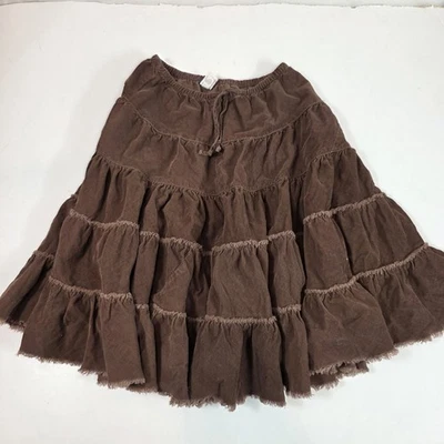 gap 儿童女孩半身裙 y2k 棕色层叠长款大号 10 — 第 1/4 张图片