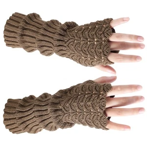 Arm Warmers Fingerless Gloves for Women, Winter Warm Thumb Hole Mittens Knitt... - Picture 1 of 7