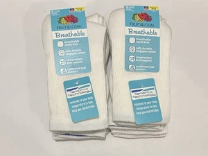 2 Pack Fruit of the Loom Womens Breathable Cotton Mesh Crew Socks 3pk Size 8-12 - Picture 1 of 2