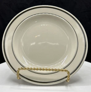 Gibson Plate Bread Butter Cream Stoneware Black Trim Stripe 6 3/4" SET OF 5 - Picture 1 of 4