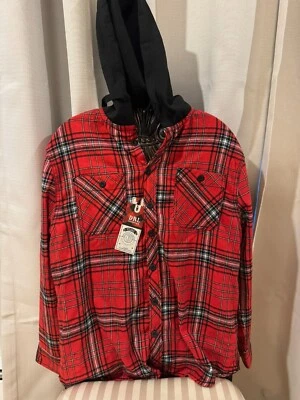 "Sudadera con capucha Derek Heart talla L manga larga 31"" botón algodón poli cuadros #S50" Foto 1 de 4