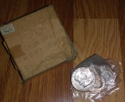 Stunning 1955 United States Silver Proof Set in Cardboard Box Cover