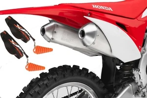 RFX EXHAUST WASH BUNGS WITH LANYARD for HONDA CRF250 R CRF450 R STOCK TWIN PIPES - Picture 1 of 2