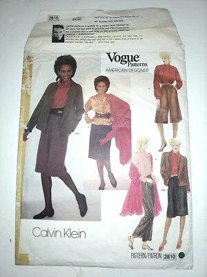 VOGUE Patterns CALVIN KLEIN 2810 Size 12 UK Vintage Sewing Pattern Partly Cut - Image 1 of 4