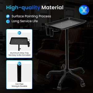 Hair Beauty Salon Equipment Spa Service Tray Stand Rolling Trolley Cart Holder - Picture 1 of 12