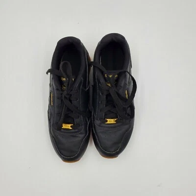 Reebok Classic Sneakers Black & Gold Boys Size 2 Excellent - Image 1 of 4