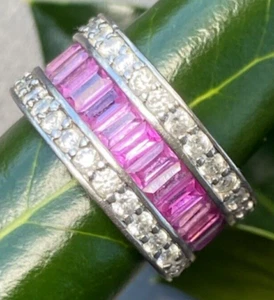 Vintage Ring Sterling Silver Pink Sapphire Estate Fine Jewelry Michael Valitutti - Picture 1 of 23