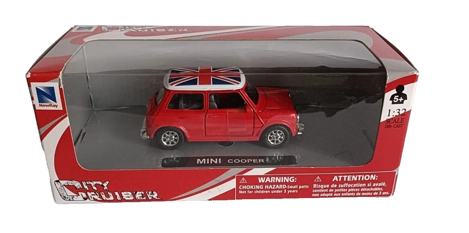 Giocattolo Auto Mini Cooper in Metallo Rossa 9 cm Scala 1:32 New-Ray - Immagine 1 di 4