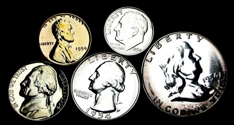 1954 PROOF Set Half Dollar Cent Dime Nickel  ---- GEM PROOF++ Set ---- #OH180 Cover