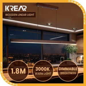 Krear Linear Pendant Light Walnut Led Kitchen Benchtop Pendant Lamp - Picture 1 of 6