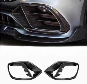 Carbon Fiber Front Bumper Air Vent Fog Cover For 2019+ MB AMG GT50 GT53 - Picture 1 of 5