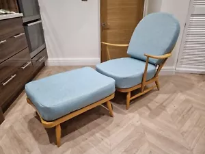 Ercol Andrew Martin - Armchair & Footstool - 203 & 341 Blue Label - Mid Century - Picture 1 of 10