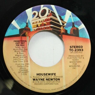 Pop Promo 45 Wayne Newton - Housewife / housewife On 20Th Century Fox Records - Image 1 of 2