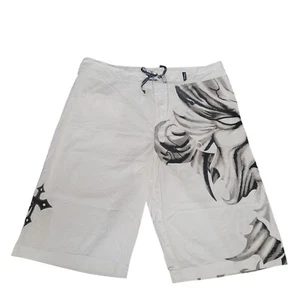 Affliction Swim Trunks Mens XXL White Board Shorts Y2K 12" Grunge Goth Emo - Picture 1 of 14