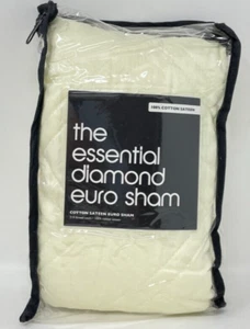 Bloomingdale's Essentials Diamond 100% Cotton Sateen Pillow Sham - EURO - Ivory - Picture 1 of 4