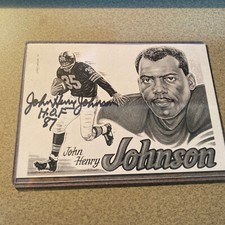 Vintage John Henry Johnson H.O.F. 1987 signed card auto with COA