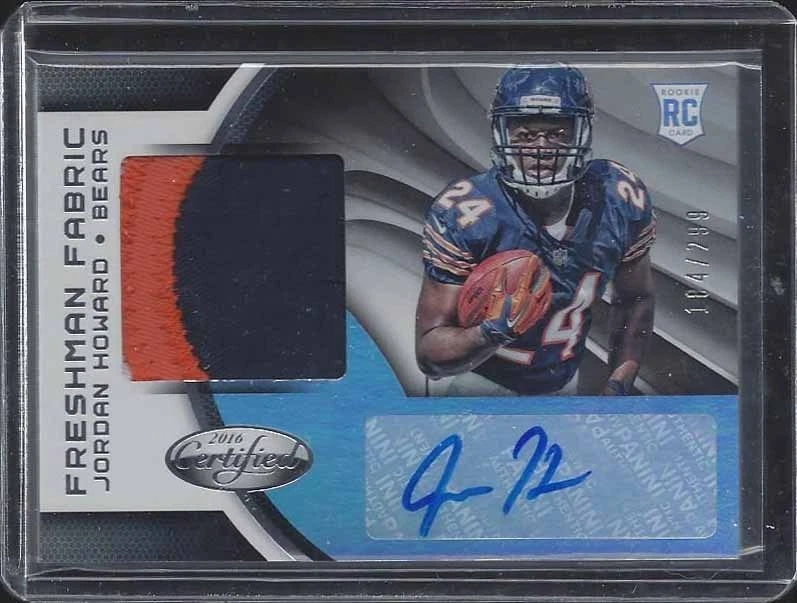 JORDAN HOWARD 2016 CERTIFIED FRESHMAN FABRIC 3 CLR BEARS PATCH AUTO RC #D 26/299 - Image 1 of 1