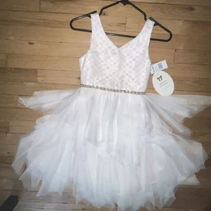 NWT White / Light Pink American Princess Dress with Embroidered Size 10 Years - Picture 1 of 12