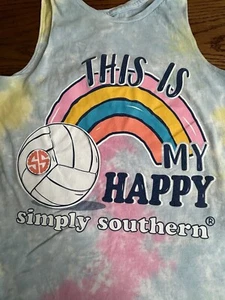 Simply Southern Tank Top T Shirt Women's Multicolor Tie Dye Happiness Sz Small - Picture 1 of 6