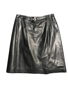 ANN TAYLOR PETITES 2P LEATHER SKIRT size 2 $199 Buckle Short Mini Skirt Straight - Bild 1 von 5