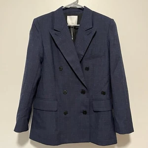Tibi NWT Double Breasted Blue Flecked Wool Blazer Size 2 - Picture 1 of 10