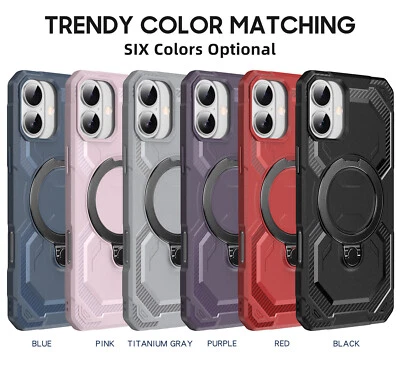 For iPhone 16 15 14 Plus 13 12 Heavy Duty Shockproof Magnetic Kickstand Case