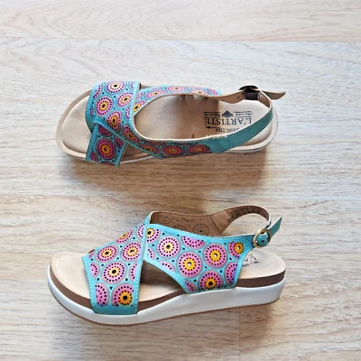 L'Artiste Spring Step Erice Sandal Slingback Buckle Leather Blue Pink Women EU39 - Image 1 of 4