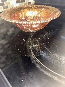 Vintage IMPERIAL GLASS OPEN ROSE MARIGOLD 8” CARNIVAL GLASS BOWL Beautiful - Picture 1 of 7