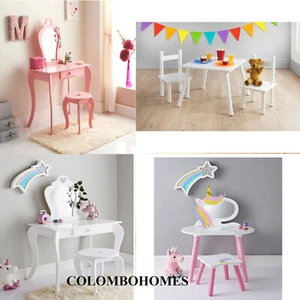 Amelia & Unicorn Vanity Set With Stool & Table & Mirror - Picture 1 of 8
