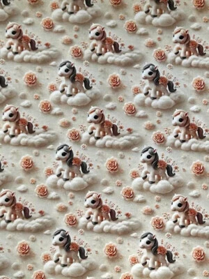 Jersey Stoff Kinderstoff Digitaldruck 3D Pferde - Bild 1 von 2