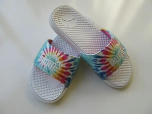 Puma Cool Cat Women's Slide Sandal White Tie Dye With White Logo New  - Picture 1 of 5