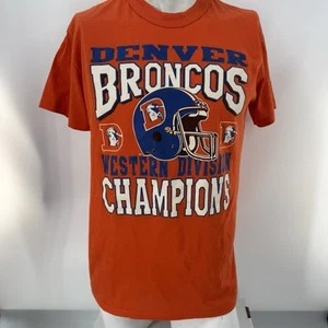 Vintage 80s Denver Broncos Shirt NFL Single Stitch Western Conference Finals XL - Picture 1 of 6
