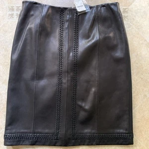Falda de cuero informal esquinera para mujer de colección talla 12 con trenzado nueva con etiquetas - Imagen 1 de 11