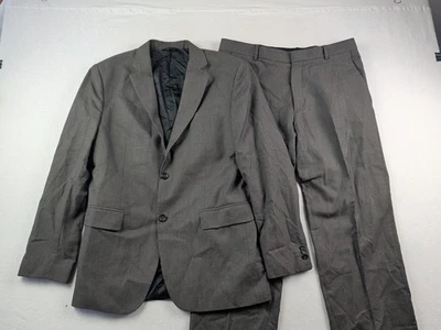 Banana Republic Modern Fit Wool Blend Men 40R 34W Brown Herringbone 2 Piece Suit - Image 1 of 4