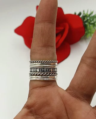 Sterling Silver Dome Band Rings Set, Chunky Stackable Rings, Handmade  All Size - Image 1 of 4