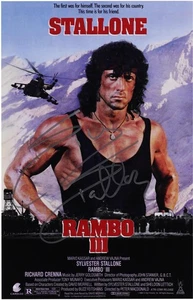Sylvester Stallone Rambo III handsigniertes 12" x 18" Filmposter - Bild 1 von 1
