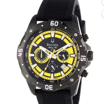 Bulova Marine Star Chronograph 43mm Quartz Movement 98B176 Black Yellow Dial - Image 1 of 4