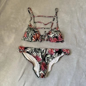 Guess Bikini Women's Size L Multicolour Floral Two Piece Swimwear Beach Pool - Picture 1 of 9